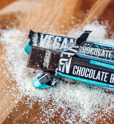 An image of BSKT vegan chocolate bars and desiccated coconut